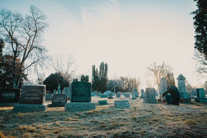 Graveyard with headstones