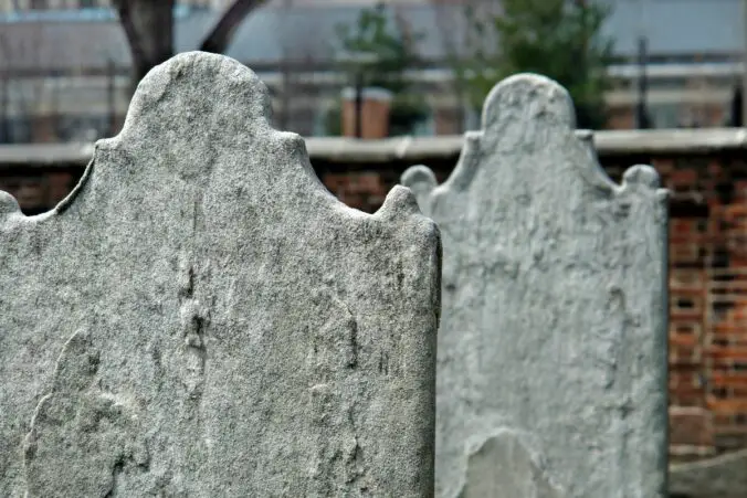 Limestone Headstones in a cemetery